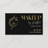 Luxury Black & Gold Makeup Appointment Card Afsprakenkaartje (Voorkant)