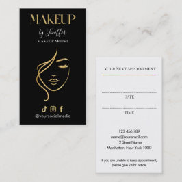 Luxury Black & Gold Makeup Appointment Card Afsprakenkaartje