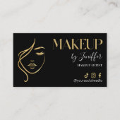 Luxury Black & Gold Makeup Appointment Card Afsprakenkaartje (Voorkant)