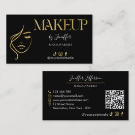 Luxury Black & Gold Makeup artist Bussines card Visitekaartje