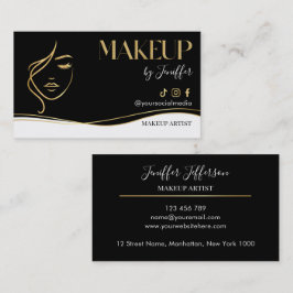 Luxury Black & Gold Makeup artist Bussines card Visitekaartje
