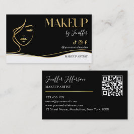 Luxury Black & Gold Makeup artist Bussines card Visitekaartje
