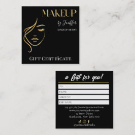 Luxury Black & Gold Makeup Gift Certificate Card Klantenkaartje
