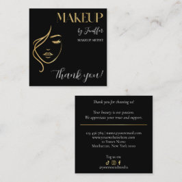 Luxury Black & Gold Makeup Thank you Card Klantenkaartje