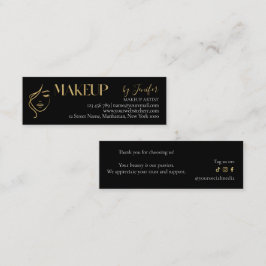 Luxury Black & Gold Makeup Thank you Card Klantenkaartje