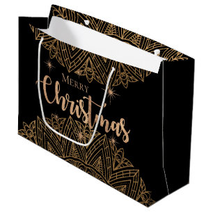 Luxury Black Gold Mandala Elegant Merry Kerstmis Groot Cadeauzakje