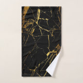 Luxury Black Gold Marble Monogrammed Bad Handdoek (Handdoek)