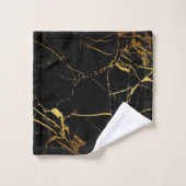 Luxury Black Gold Marble Monogrammed Bad Handdoek (Wasdoekje)