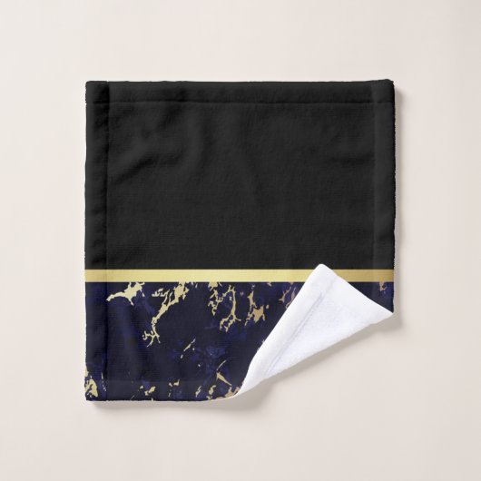 Luxury Black Gold Marble Monogrammed Bad Handdoek (Wasdoekje)