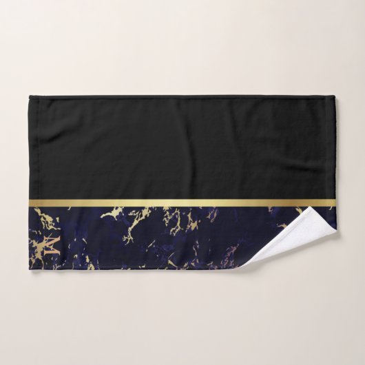 Luxury Black Gold Marble Monogrammed Bad Handdoek (Handdoek)