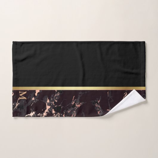 Luxury Black Gold Marble Monogrammed Bad Handdoek (Handdoek)