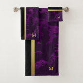 Luxury Black Gold Marble Monogrammed Bad Handdoek (Insitu)