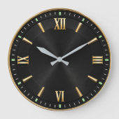 Luxury Black & Gold Modern Minimalist Grote Klok (Voorkant)