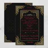 Luxury Black & Gold Muslim Wedding Invitation Kaart (Voorkant / Achterkant)