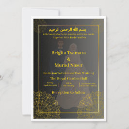 Luxury Black & Gold Muslim Wedding Invite Kaart