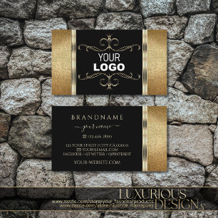 Luxury Black Gold Ornamental Golden Glitter Logo Visitekaartje