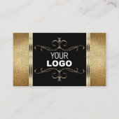 Luxury Black Gold Ornamental Golden Glitter Logo Visitekaartje (Voorkant)
