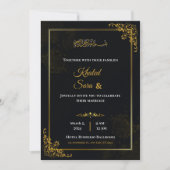 Luxury Black & Gold Ornate Muslim Islamic Wedding  Kaart (Voorkant)