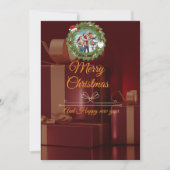LUXURY Black & Gold Photo Christmas Card Save The Date (Voorkant)