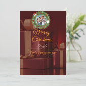 LUXURY Black & Gold Photo Christmas Card Save The Date (Staand voorkant)