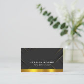 Luxury Black Gold Photo Real Estate Agent QR Code  Visitekaartje (Staand voorkant)