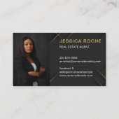 Luxury Black Gold Photo Real Estate Agent QR Code  Visitekaartje (Achterkant)