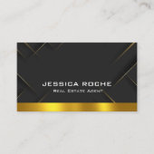 Luxury Black Gold Photo Real Estate Agent QR Code  Visitekaartje (Voorkant)