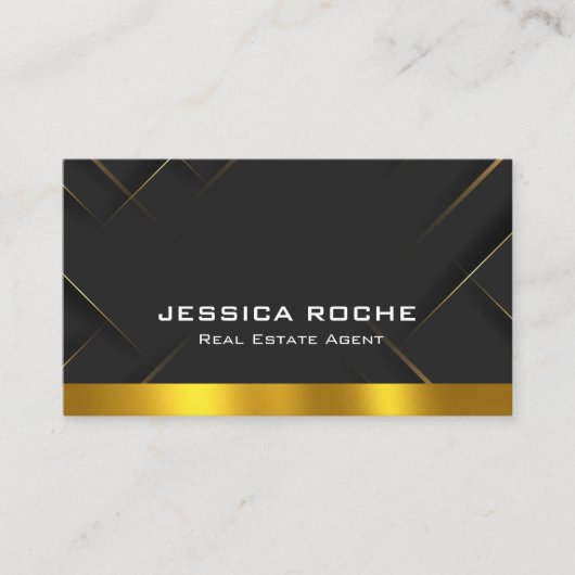 Luxury Black Gold Photo Real Estate Agent QR Code  Visitekaartje (Voorkant)