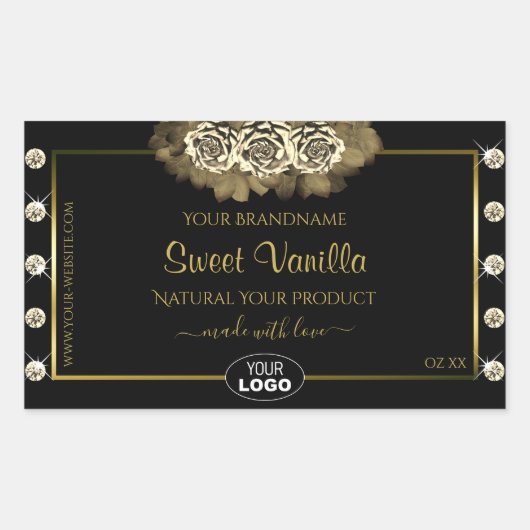 Luxury Black Gold Product Labels Rozen juwelen Log (Voorkant)