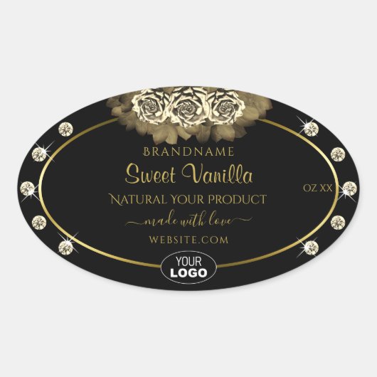 Luxury Black Gold Product Labels Rozen juwelen Log (Voorkant)