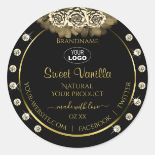 Luxury Black Gold Product Labels Rozen juwelen Log