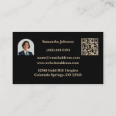 Luxury Black & Gold QR Code/Photo Real Estate  Visitekaartje (Achterkant)
