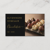 Luxury Black Gold Script Chocolatier Photo Visitekaartje (Voorkant)