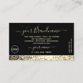 Luxury Black Gold Sparking Glitter Diamonds Logo Visitekaartje (Achterkant)