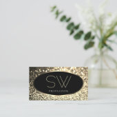 Luxury Black Gold Sparking Glitter met Monogram Visitekaartje (Staand voorkant)