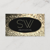 Luxury Black Gold Sparking Glitter met Monogram Visitekaartje (Voorkant)