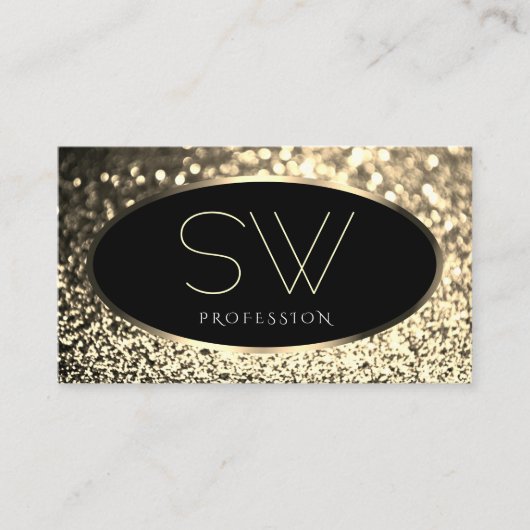 Luxury Black Gold Sparking Glitter met Monogram Visitekaartje (Voorkant)