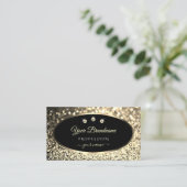 Luxury Black Gold Sparking Glitter Stars Diamonds Visitekaartje (Staand voorkant)