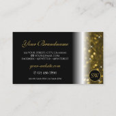 Luxury Black Gold Sparking Glitter Stars Monogram Visitekaartje (Achterkant)