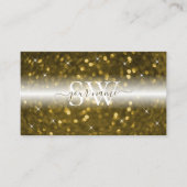 Luxury Black Gold Sparking Glitter Stars Monogram Visitekaartje (Voorkant)