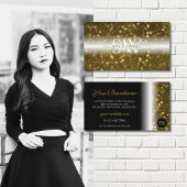 Luxury Black Gold Sparking Glitter Stars Monogram Visitekaartje