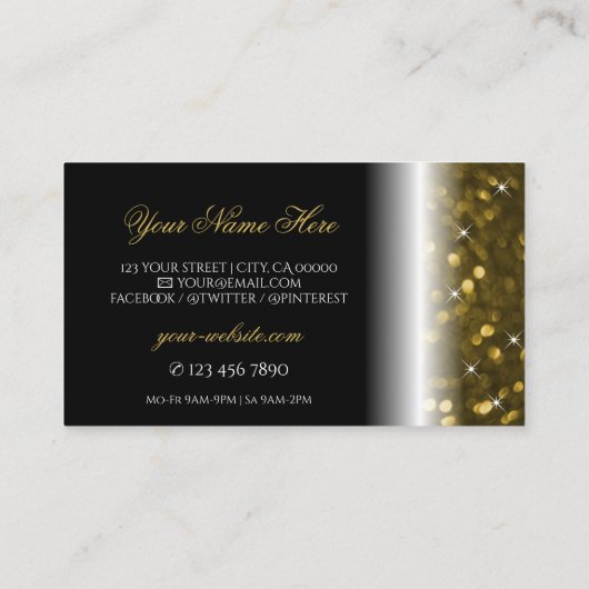 Luxury Black Gold Sparking Glitter Stars Stijlvol Visitekaartje (Achterkant)