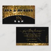 Luxury Black Gold Sparkle Glitter Stylish Monogram Visitekaartje (Voorkant / Achterkant)