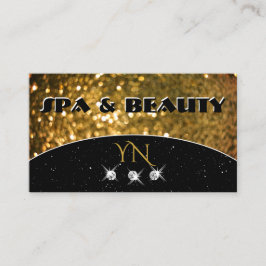 Luxury Black Gold Sparkle Glitter Stylish Monogram Visitekaartje