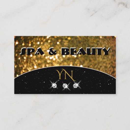 Luxury Black Gold Sparkle Glitter Stylish Monogram Visitekaartje (Voorkant)