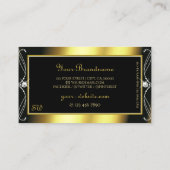 Luxury  Black Gold Sparkle Jewels Monogram Visitekaartje (Achterkant)