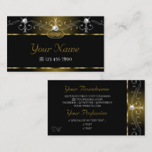 Luxury Black Gold  Sparkle Jewels Monogram