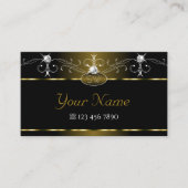 Luxury Black Gold  Sparkle Jewels Monogram Visitekaartje (Voorkant)