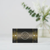 Luxury Black Gold Squiggings Jewels Logo en foto Visitekaartje (Staand voorkant)