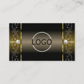 Luxury Black Gold Squiggings Jewels Logo en foto Visitekaartje (Voorkant)